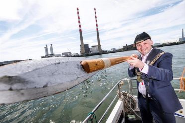 Lord Mayor Ray McAdam continues annual ‘Casting of the Spear’ tradition at Dublin Port